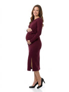 24seven Comfort Essential Maternity Long Sleeve with Side Slit Dress