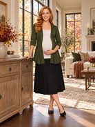 24seven Comfort Basic Maternity Open Front Elbow Sleeve Long Fit Jacket