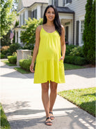 24seven Comfort Essential Maternity Scoop Neck Spaghetti Strap Pocket A Line Mini Dress