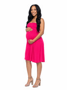 24seven Comfort Essential Maternity Strapless Pleated Empire Waist Knee Length Flared Mini Dress