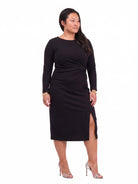 24seven Comfort Essential Curvy Long Sleeve Knot Front Midi Dress
