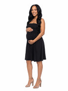 24seven Comfort Essential Maternity Strapless Pleated Empire Waist Knee Length Flared Mini Dress