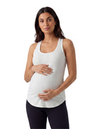 24seven Comfort Basic Maternity Ribbed Knit Sleeveless Scoop Neck Long Flared Tank Top