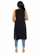 24seven Comfort Basic Maternity Sleeveless Open Front Side Slit Extra Long Jacket