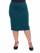 24seven Comfort Essential Curvy Soft Stretch Elastic Waist Midi Skirt