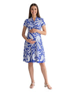 24seven Comfort Essential Maternity Paisley Short Sleeve Faux Wrap A Line Dress