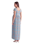 24seven Comfort Essential Maternity Abstract Square Neck Cap Sleeve Pleated A Line Maxi Dress