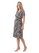 24seven Comfort Essential Maternity Abstract V Neck Short Sleeve A Line Midi Dress