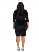 24seven Comfort Elevate Curvy Velvet Wrap V-Neck Three-Quarter Sleeve Dress