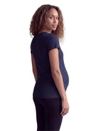 24seven Comfort Basic Maternity Ribbed Knit Round Neck Short Sleeve Top