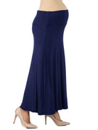 24seven Comfort Basic Maternity Elastic Waist Ankle Length A Line Maxi Skirt