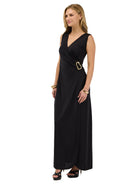 24seven Comfort Elevate Womens Sleeveless V-Neck Wrap Maxi Dress