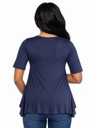 24seven Comfort Basic Maternity Scoop Neck Elbow Swing Flared Tunic Top