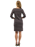 24seven Comfort Essential Womens Three-Quarter Sleeve Striped Bodycon Dress