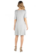 24seven Comfort Essential Maternity Round Neck Elbow Sleeve Flared T Shirt Pocket Dress