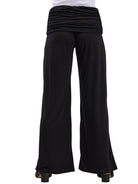 24seven Comfort Basic Womens Soft Stretch Ruched Waist Wide Leg Pants