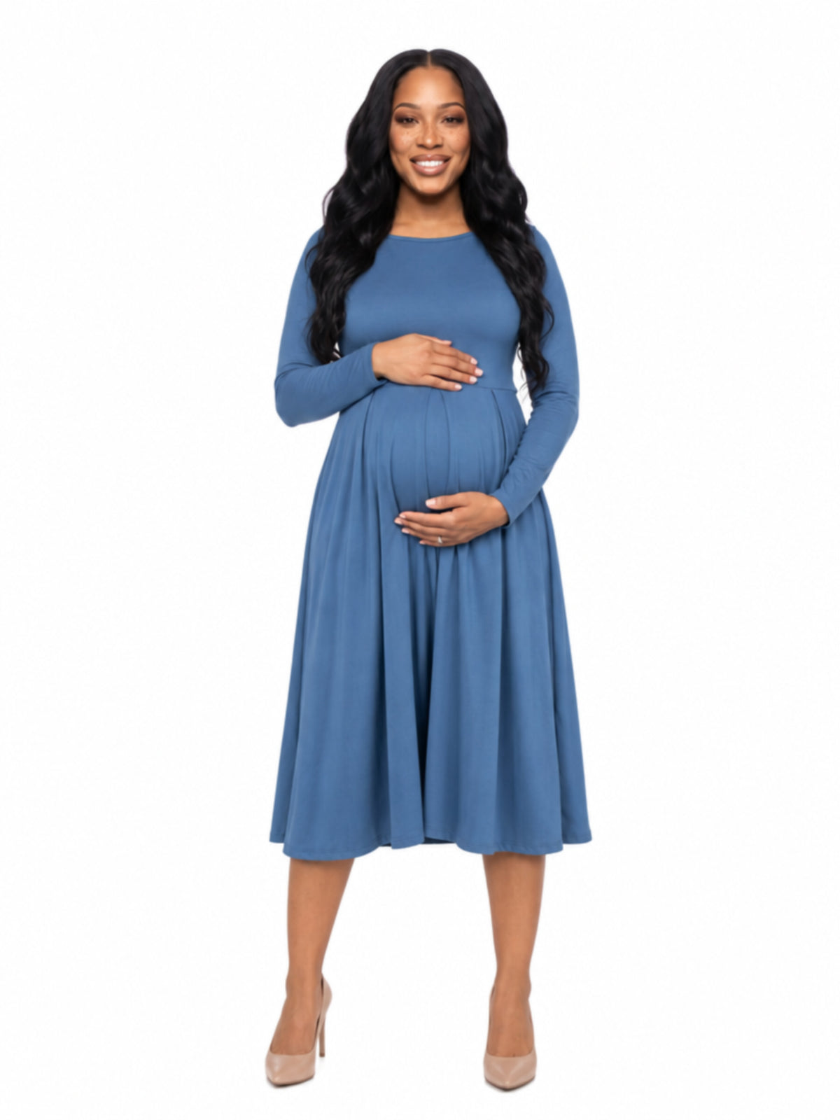 24seven Comfort Essential Maternity Midi Length Fit N Flare Pocket Dress