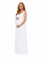 24seven Comfort Essential Maternity V Neck Sleeveless Empire Waist Belted Maxi Dress