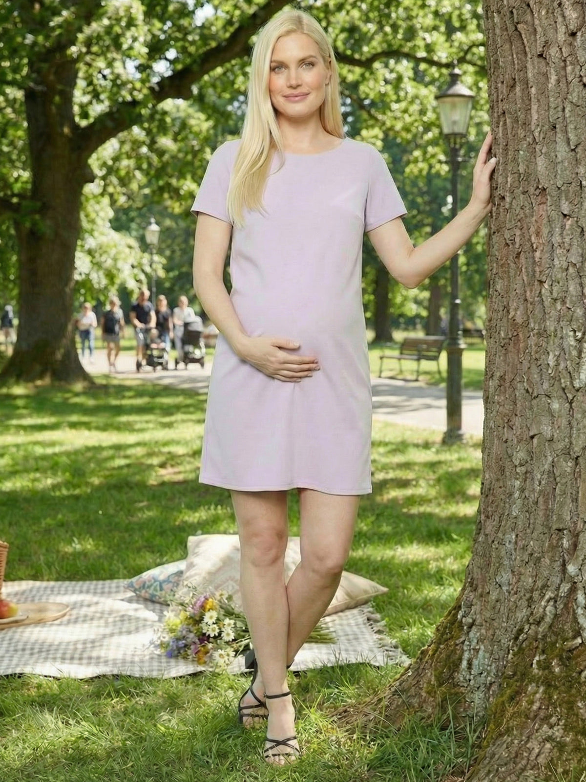 24seven Comfort Essential Maternity Short Sleeve Round Neck Mini Shift Dress