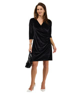 24seven Comfort Elevate Womens Velvet Wrap V-Neck Three-Quarter Sleeve Dress