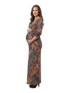 24seven Comfort Elevate Maternity Wrap V Neck Three-Quarter Sleeve Maxi Dress
