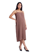 24seven Comfort Essential Maternity Spaghetti Strap Smocked Pocket A Line Maxi Dress