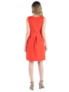 24seven Comfort Essential Maternity Scoop Neck Sleeveless Pleated Soft Flare Knee Length Pocket Dress