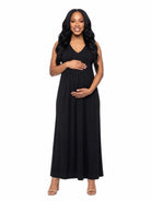 24seven Comfort Essential Maternity V Neck Sleeveless A Line Pocket Maxi Dress