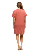 24seven Comfort Essential Maternity V Neck Loose Fit Short Sleeve Pocket T Shirt Dress