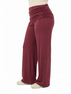 24seven Comfort Basic Curvy Soft Stretch Ruched Waist Wide Leg Pants