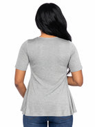 24seven Comfort Basic Maternity Scoop Neck Elbow Swing Flared Tunic Top