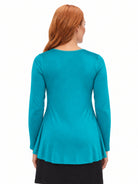 24seven Comfort Basic Maternity Long Sleeve Scoop Neck Swing Style Soft Flare Tunic Top