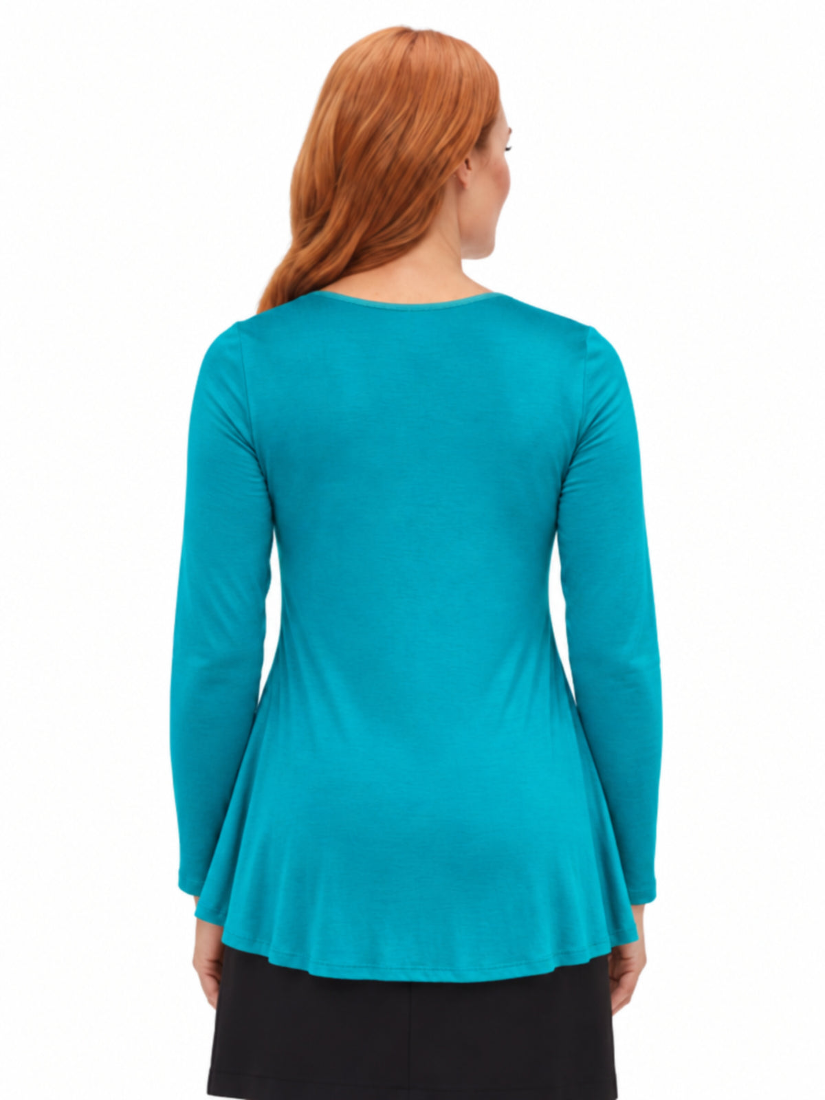 24seven Comfort Basic Maternity Long Sleeve Scoop Neck Swing Style Soft Flare Tunic Top
