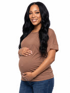 24seven Comfort Basic Maternity Wide Boat Neck Loose Fit Dolman Sleeve Top