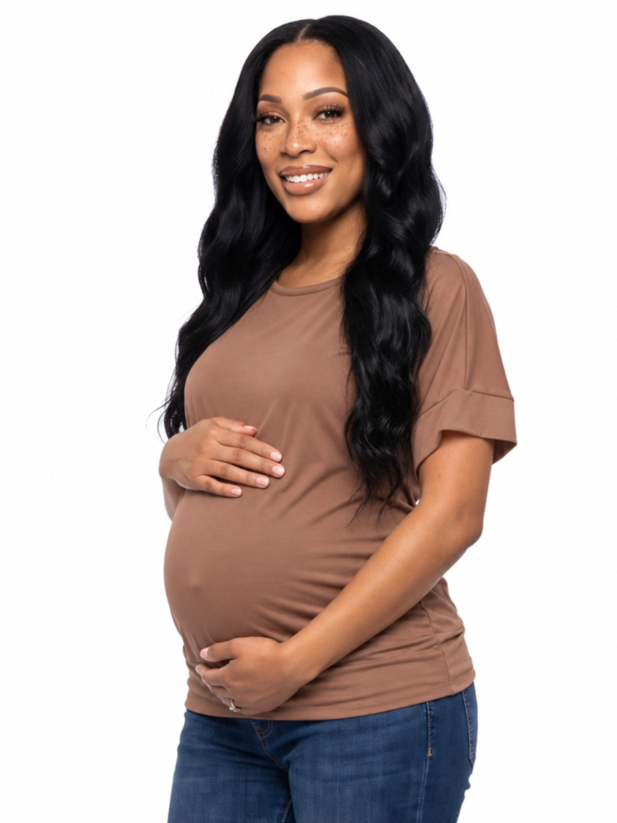 24seven Comfort Basic Maternity Wide Boat Neck Loose Fit Dolman Sleeve Top