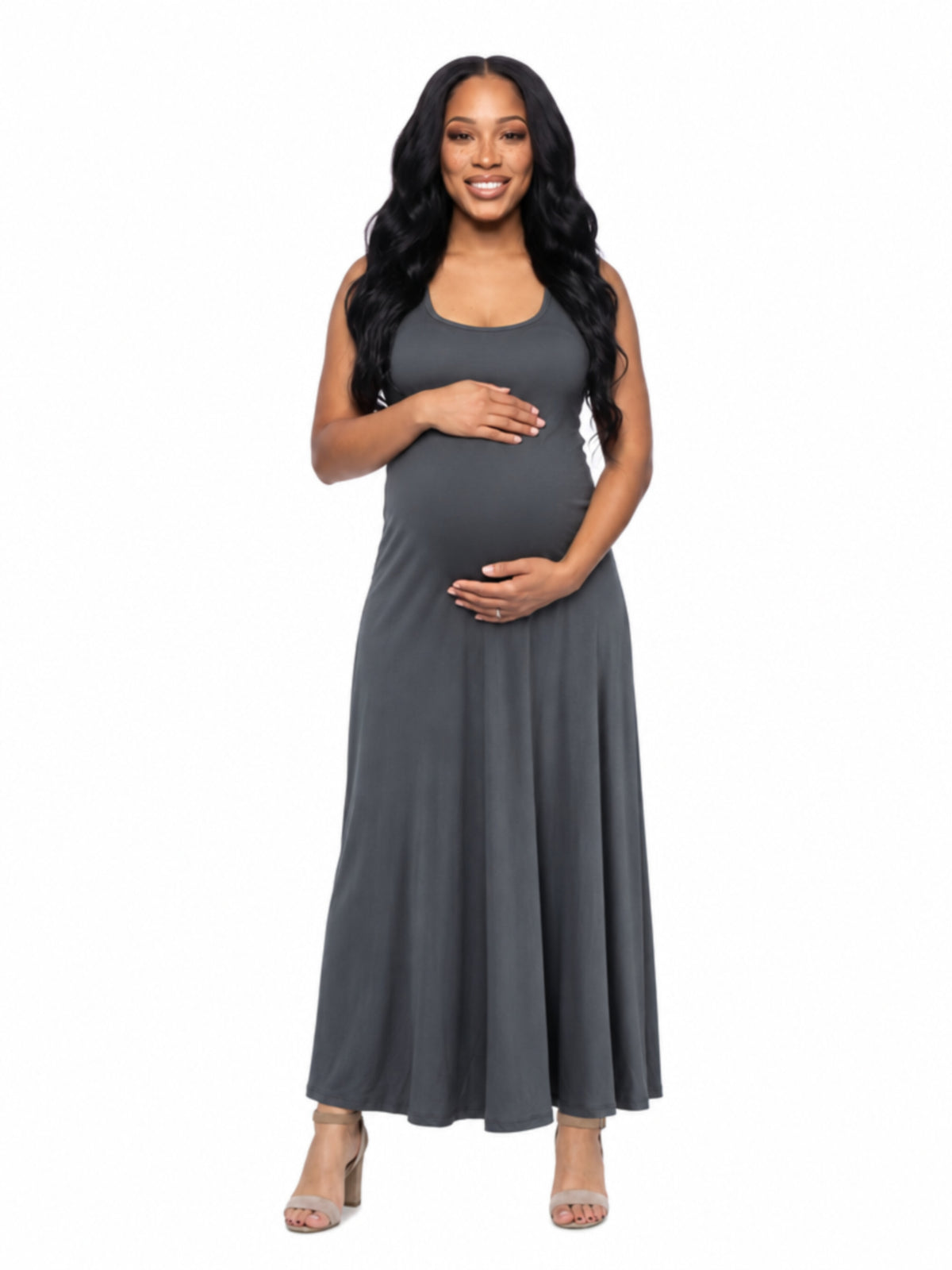 24seven Comfort Essential Maternity Scoop Neck Sleeveless A Line Maxi Dress