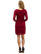 24seven Comfort Elevate Womens Elegant Floral Lace Three-Quarter Sleeve Dress