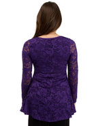 24seven Comfort Elevate Womens Lace Long Sleeve Scoop Neck Tunic Top