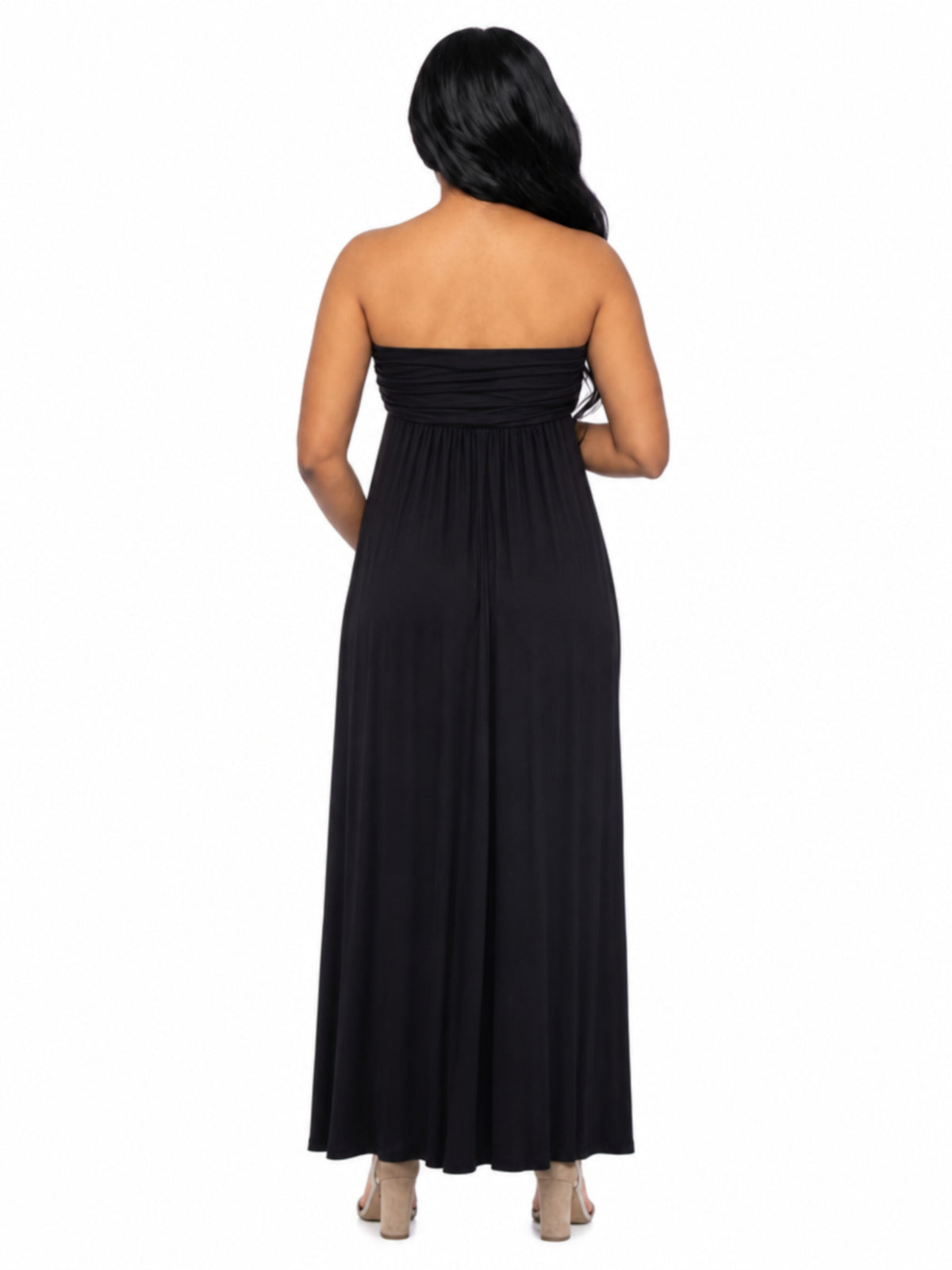 24seven Comfort Essential Maternity Strapless Empire Waist Ruched Detail Pleated Maxi Dress