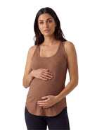 24seven Comfort Basic Maternity Ribbed Knit Sleeveless Scoop Neck Long Flared Tank Top