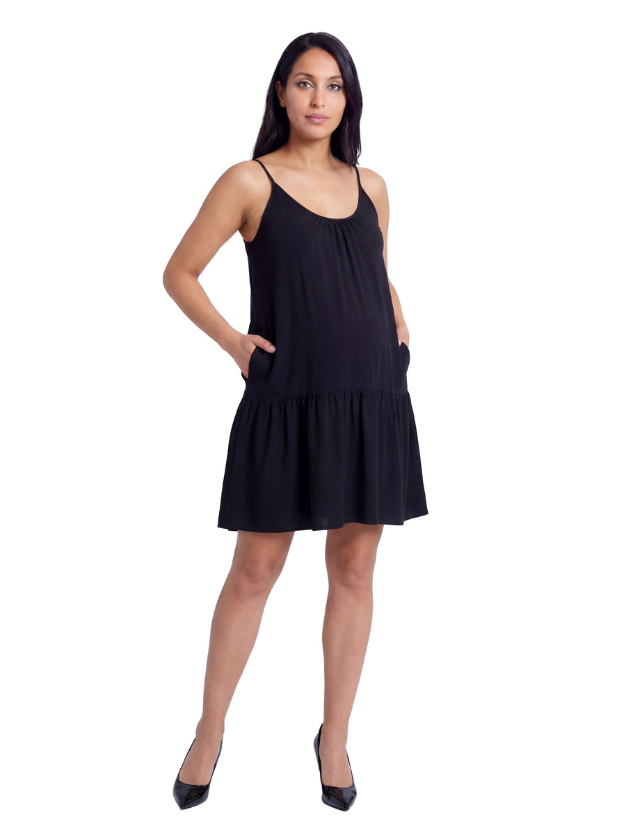 24seven Comfort Essential Maternity Scoop Neck Spaghetti Strap Pocket A Line Mini Dress