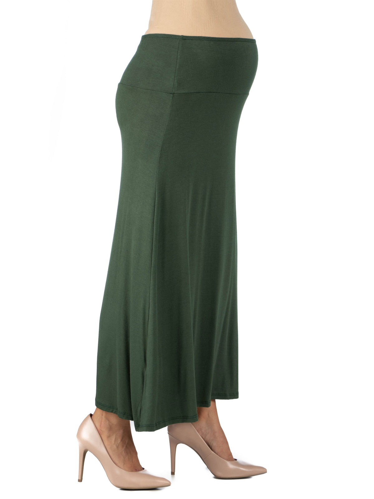 24seven Comfort Basic Maternity Elastic Waist Ankle Length A Line Maxi Skirt