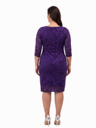 24seven Comfort Elevate Curvy Elegant Floral Lace Three-Quarter Sleeve Dress
