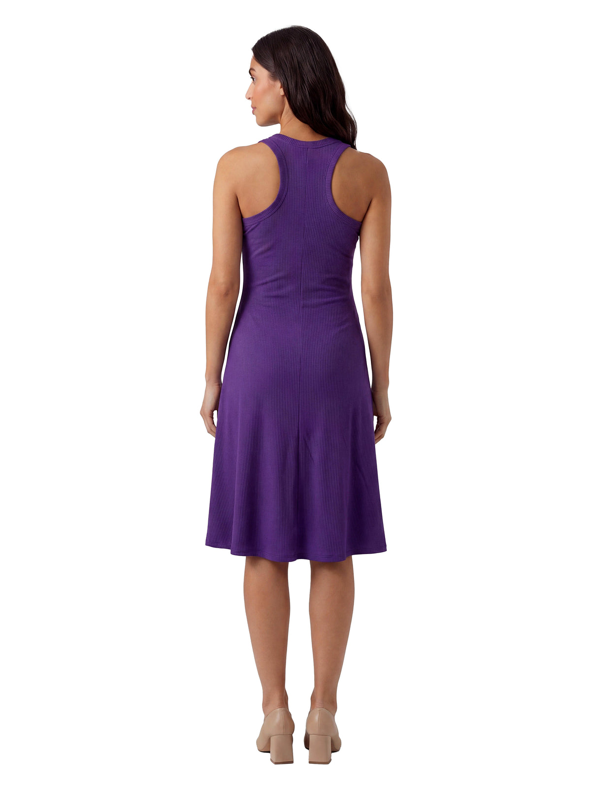 24seven Comfort Essential Maternity Ribbed Knit Sleeveless Scoop Neck Pocket A Line Midi Dress