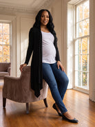 24seven Comfort Basic Maternity Extra Long Open Front Cascading Jacket