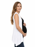 24seven Comfort Basic Maternity Open Front Sleeveless Cascading Drape Jacket