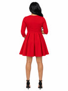24seven Comfort Essential Maternity Boat Neck Long Sleeve Knee Length Fit N Flare Pocket Dress