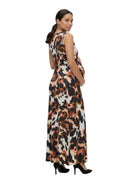 24seven Comfort Elevate Maternity Sleeveless V-Neck Animal Print Wrap Design Maxi Dress
