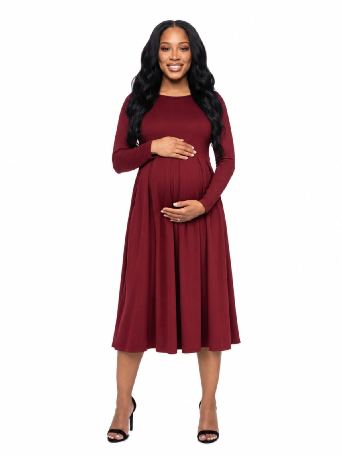 24seven Comfort Essential Maternity Midi Length Fit N Flare Pocket Dress