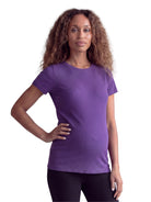 24seven Comfort Basic Maternity Ribbed Knit Round Neck Short Sleeve Top